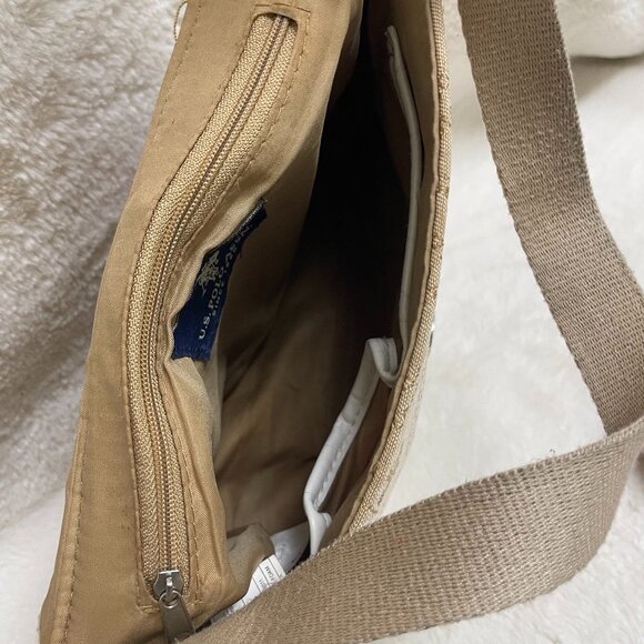 Vintage Ralph Lauren US Polo Small Purse Cotton Polyester Tan/White - Picture 7 of 10